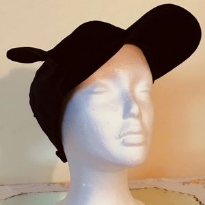 F21 black velvet kitty cat ear baseball cap, NWT